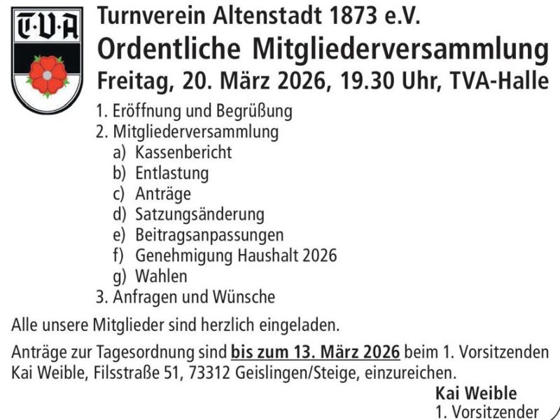 Mitgliederversammlung am 20.03.2026