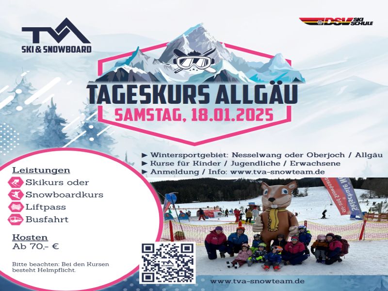 TVA Ski & Snowboard Tageskurs Allgäu 18.01.2025